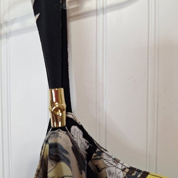 Susan Graver Size LP Maxi Dress Stretch Sleeveless Elastic Waist Black Floral‎ - Picture 4 of 11